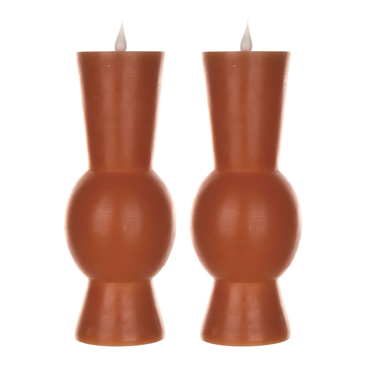 Melrose LED Tapered Flameless Candles with Remote - 9.25" - Orange - Set of 2